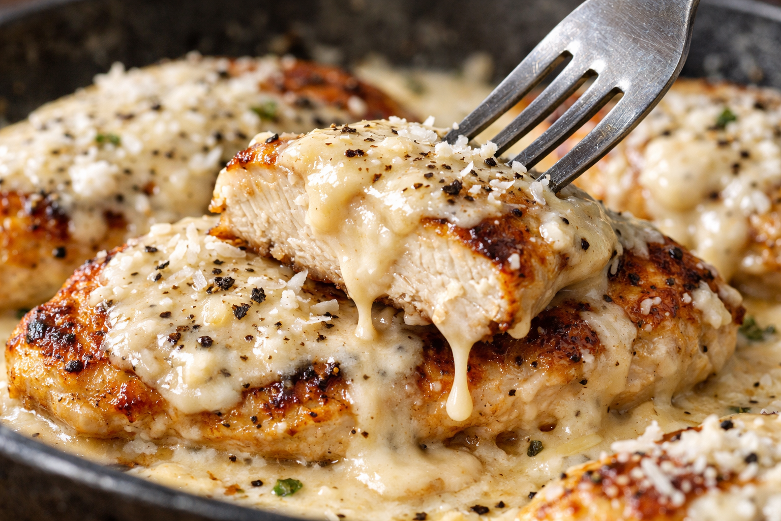 Skillet Chicken with Creamy Parmesan Sauce