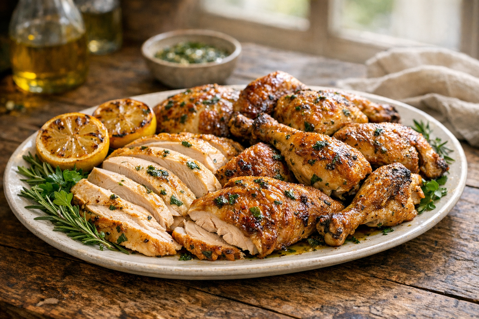 Oven-Roasted Chicken with Herb Butter (Crispy Skin)