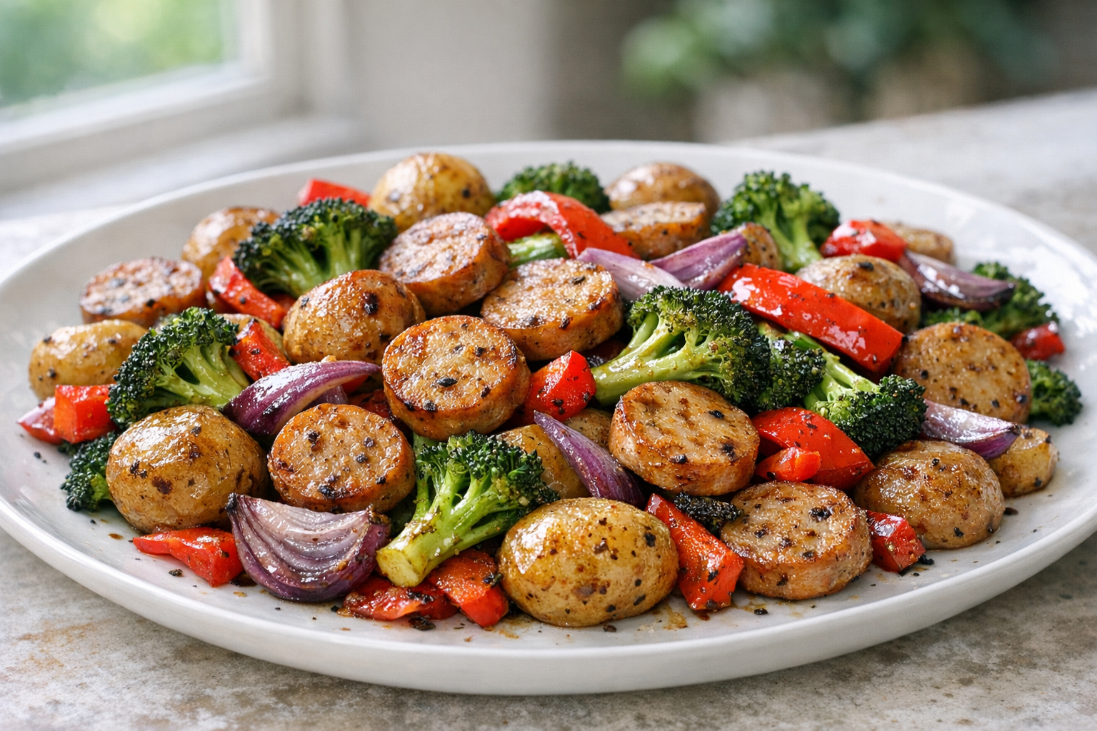 Sheet-Pan Chicken Sausage and Potatoes (Easy Dinner)