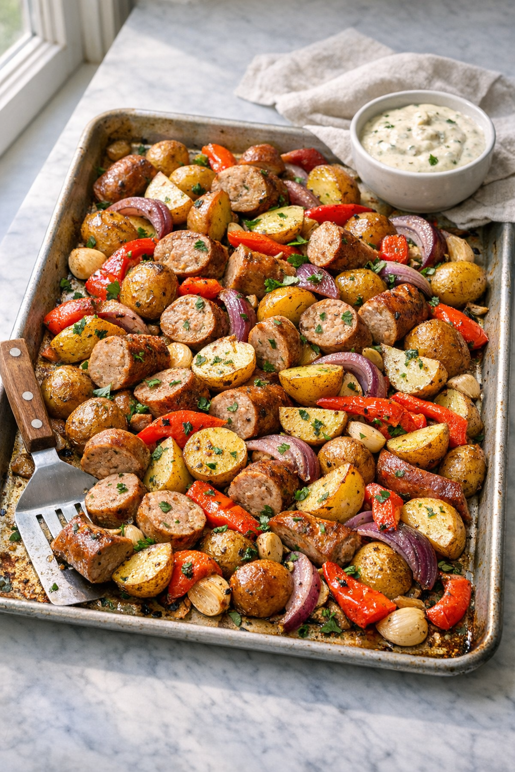 Sheet-Pan Chicken Sausage and Potatoes (Easy Dinner)