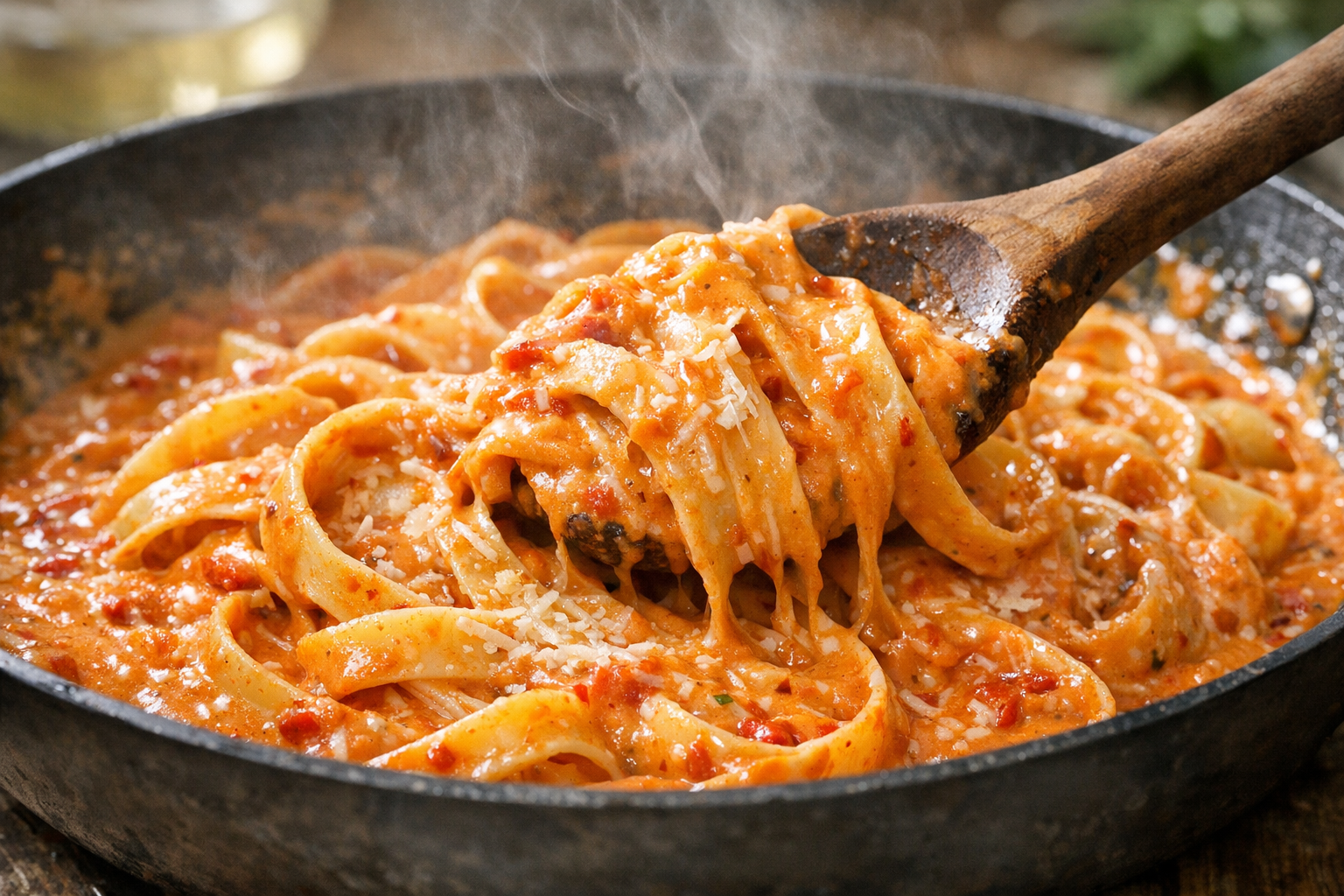 Creamy Roasted Red Pepper Pasta with Basil