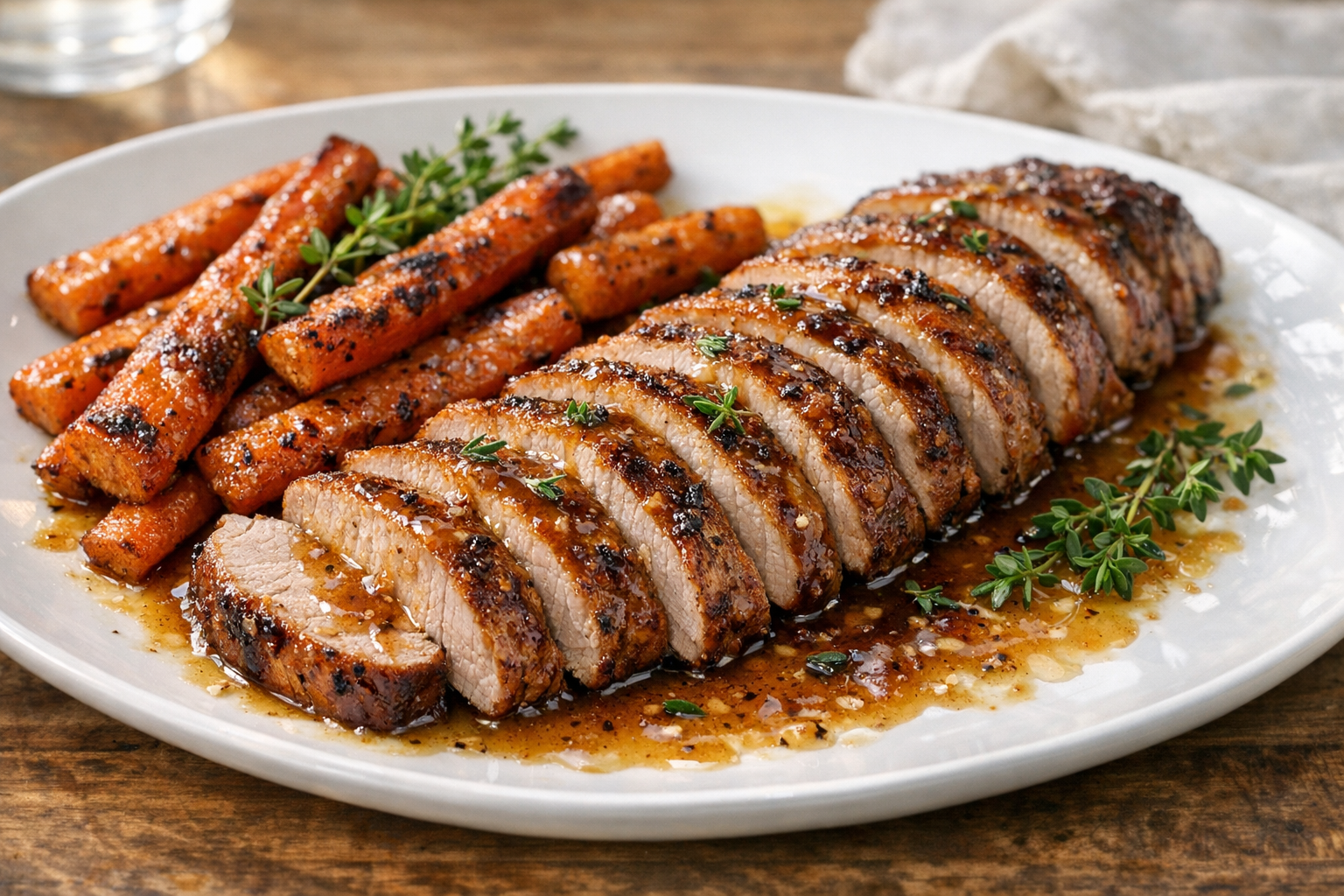 Maple Dijon Pork Tenderloin with Roasted Carrots