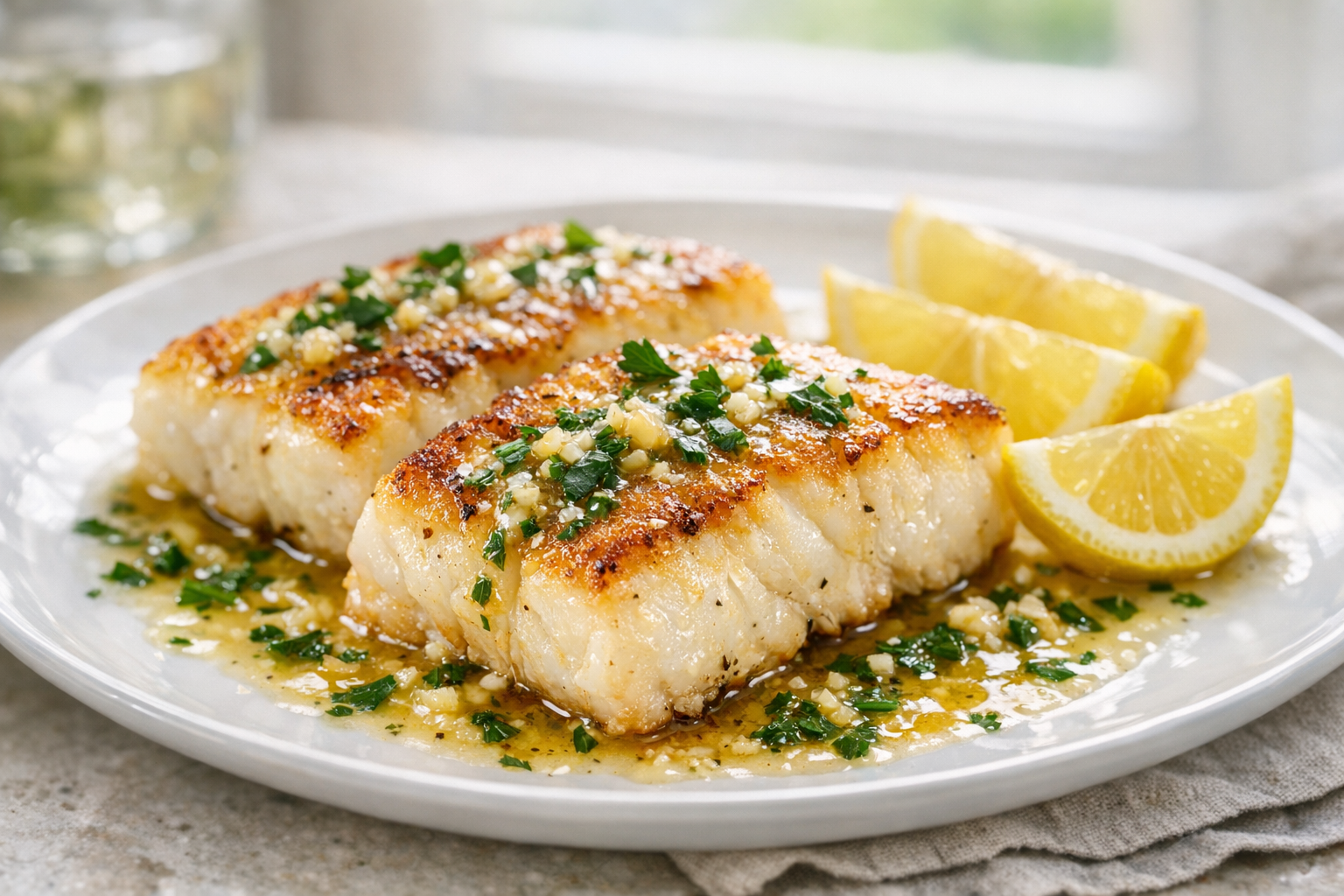 Pan-Seared Cod with Lemon Garlic Butter (15 Min)