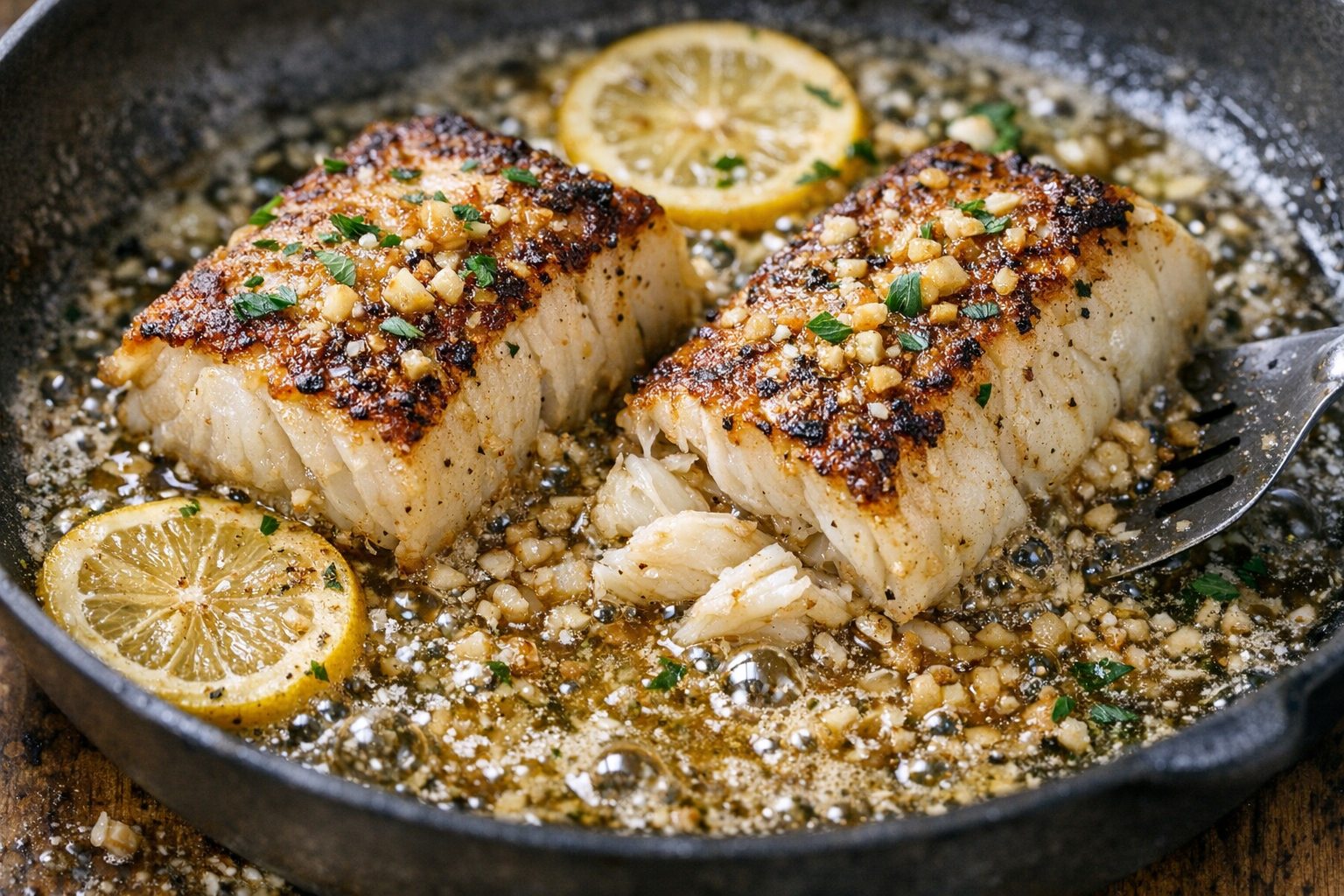 Pan-Seared Cod with Lemon Garlic Butter (15 Min)