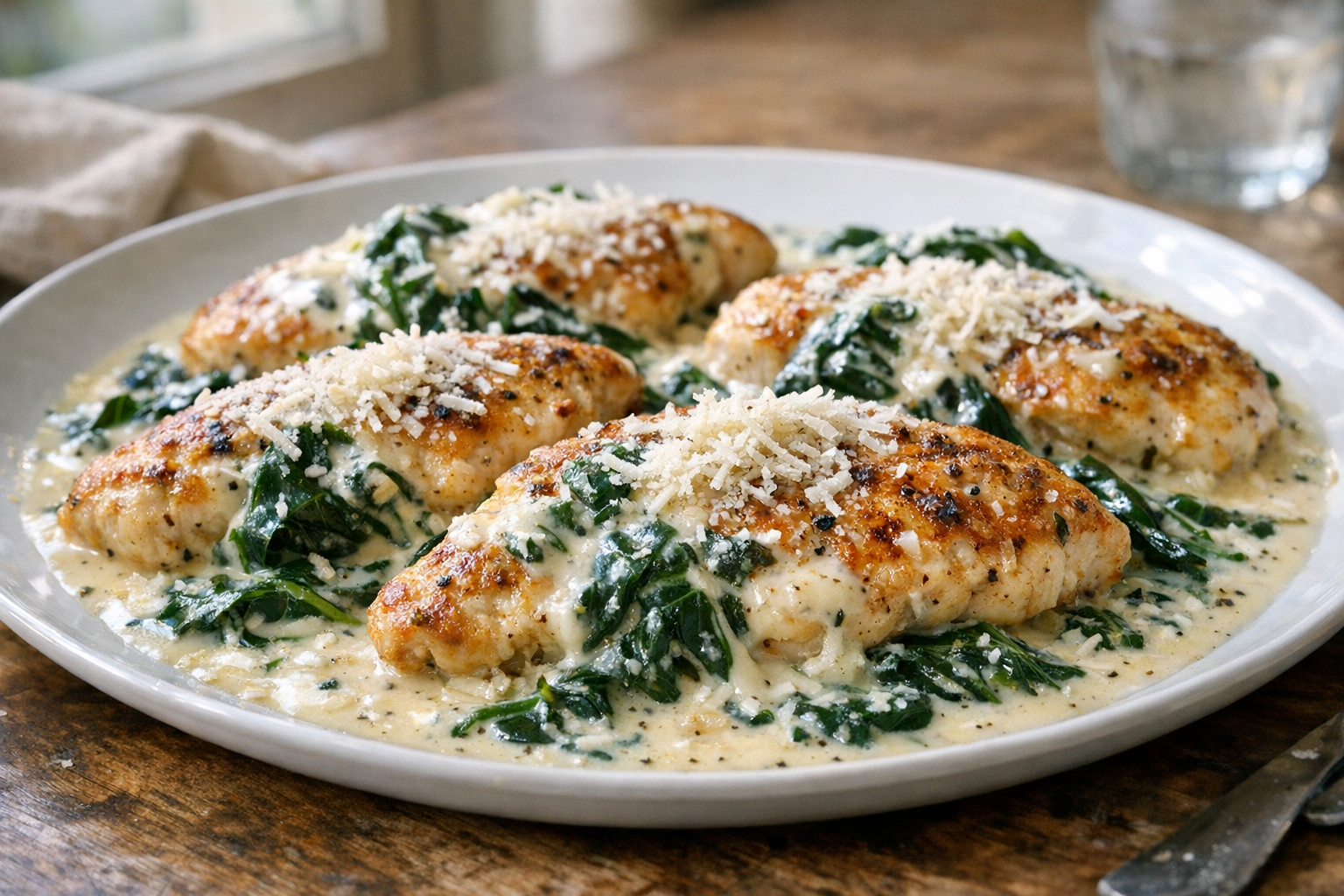 Creamy Skillet Chicken with Spinach & Parmesan