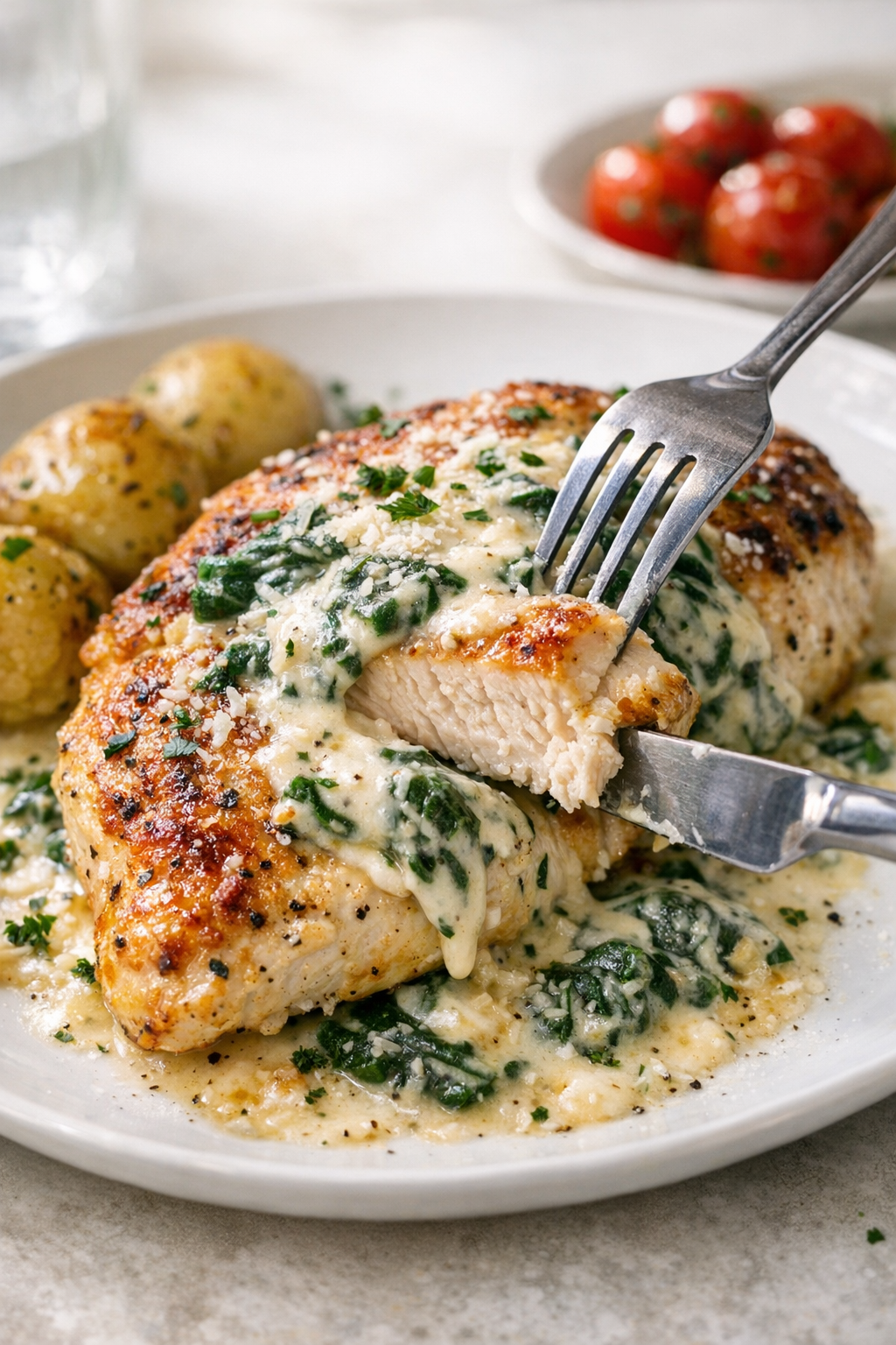 Creamy Skillet Chicken with Spinach & Parmesan