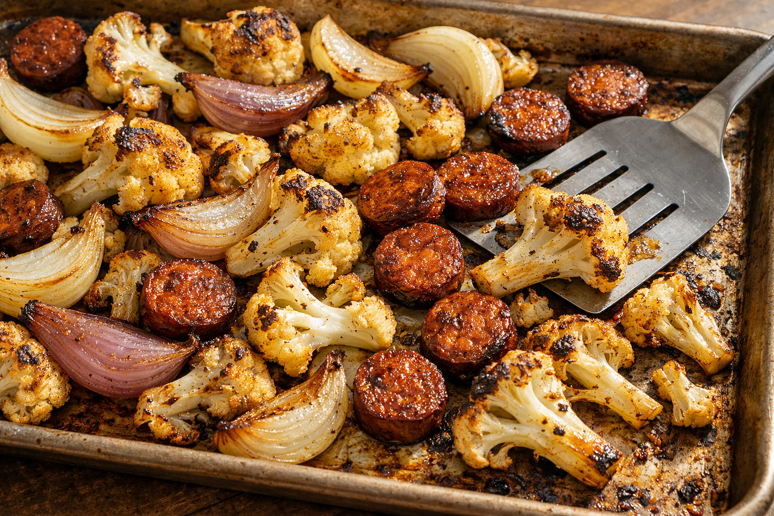 One-Pan Sausage with Roasted Cauliflower & Onions