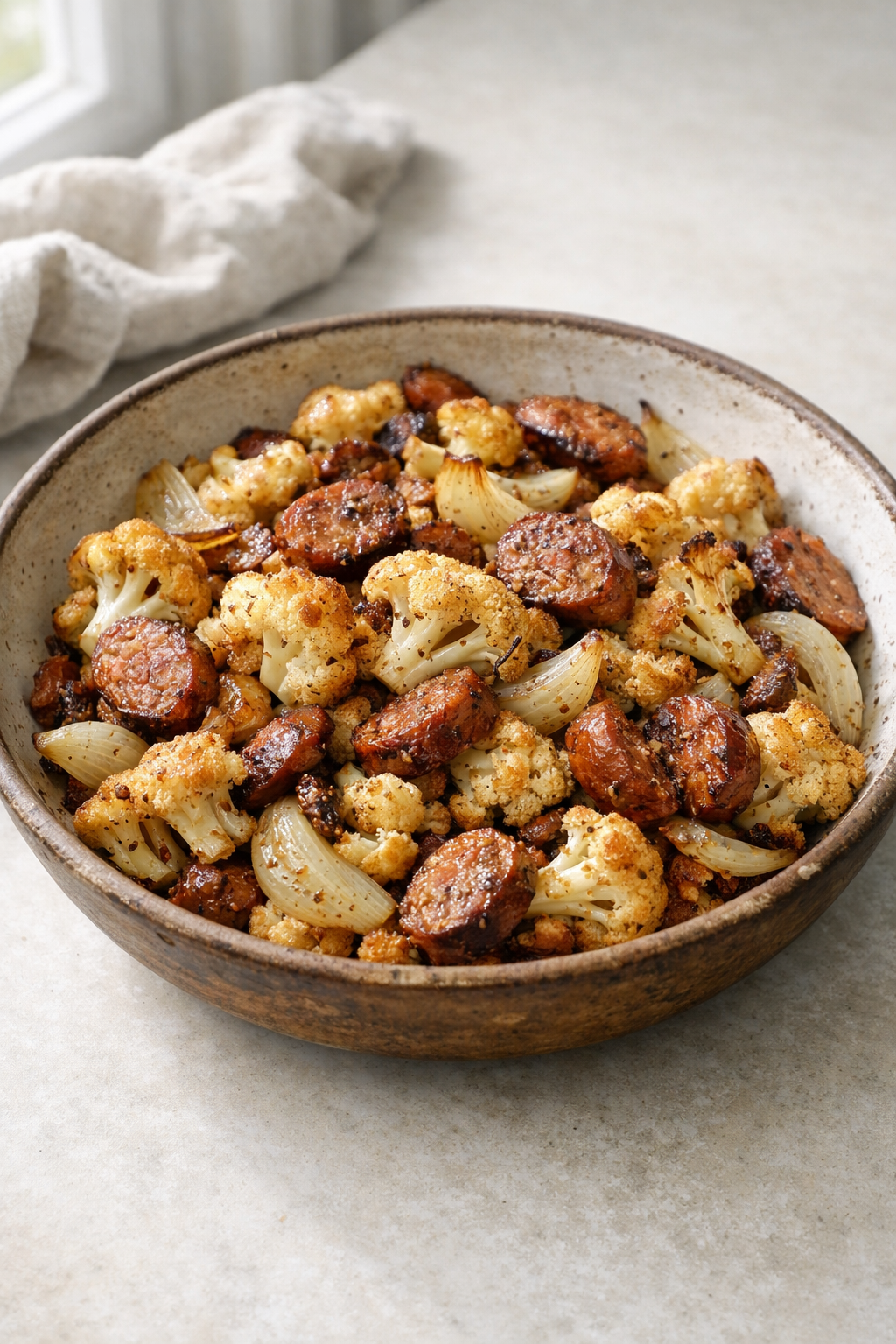 One-Pan Sausage with Roasted Cauliflower & Onions