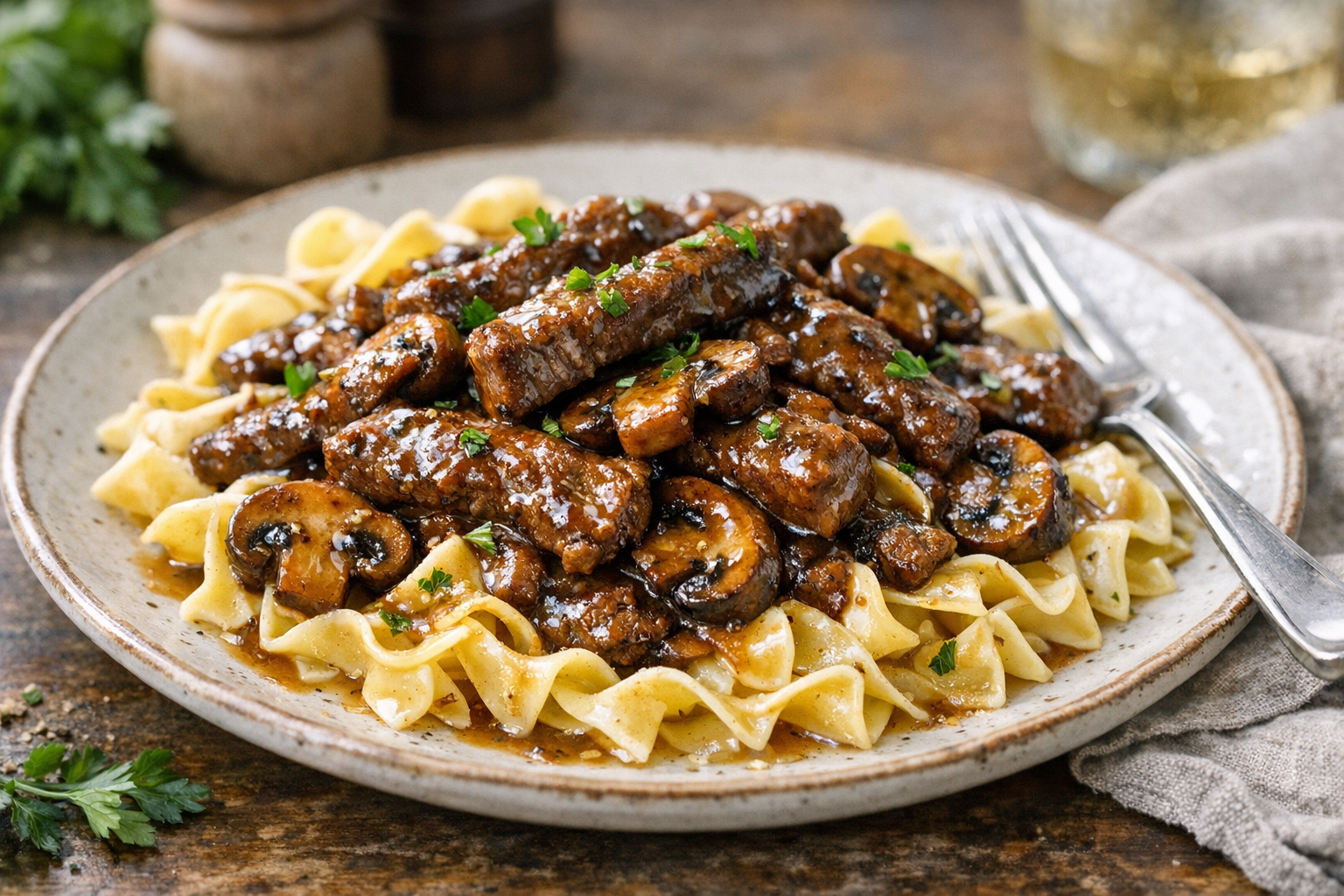 Beef and Mushroom Skillet with Savory Pan Sauce