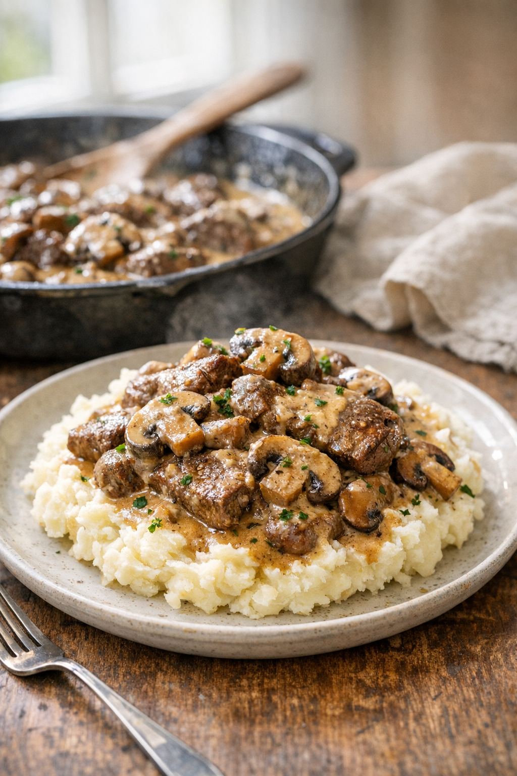 Beef and Mushroom Skillet with Savory Pan Sauce