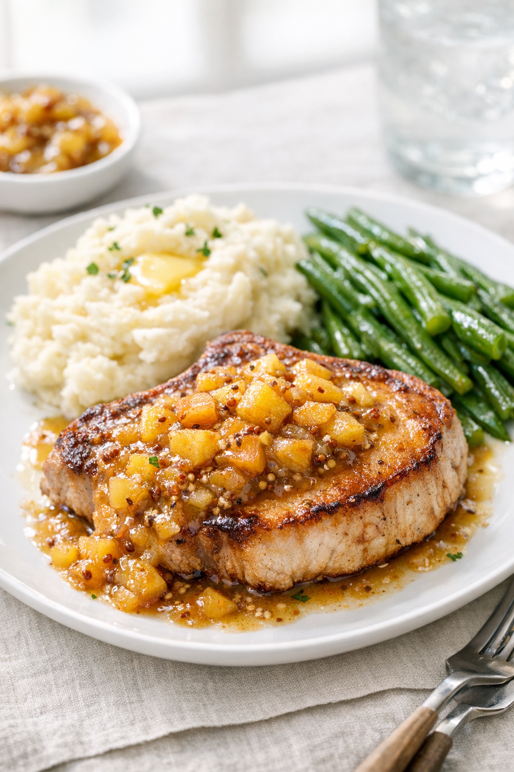 Skillet Pork Chops with Apple Mustard Sauce