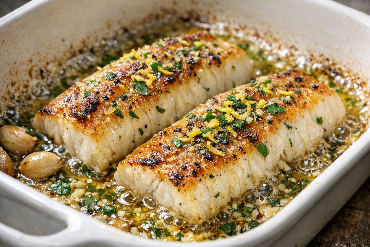 Oven-Roasted Haddock with Garlic and Herbs