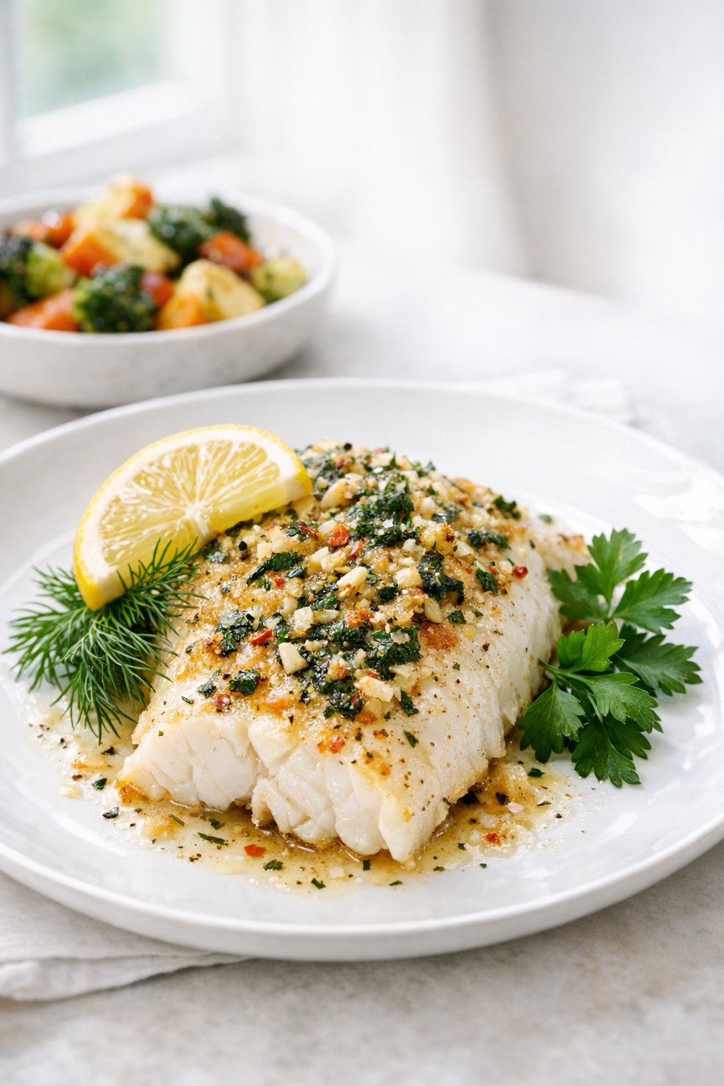 Oven-Roasted Haddock with Garlic and Herbs