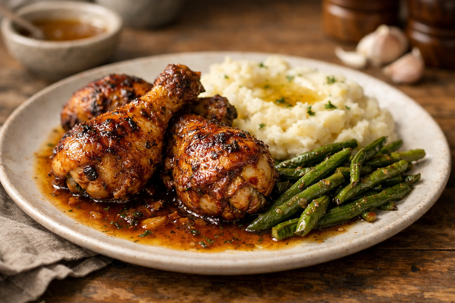 Paprika Garlic Chicken Drumsticks with Pan Jus
