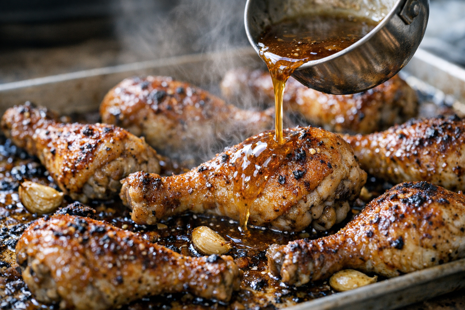 Paprika Garlic Chicken Drumsticks with Pan Jus