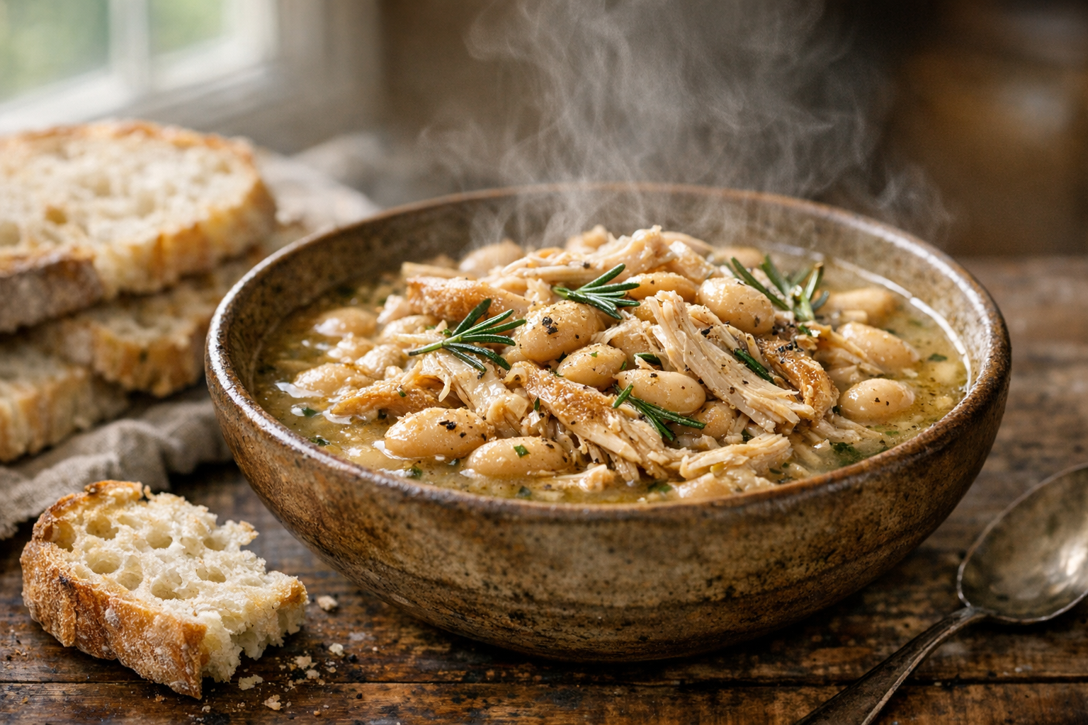 Slow Cooker Chicken with White Beans and Rosemary