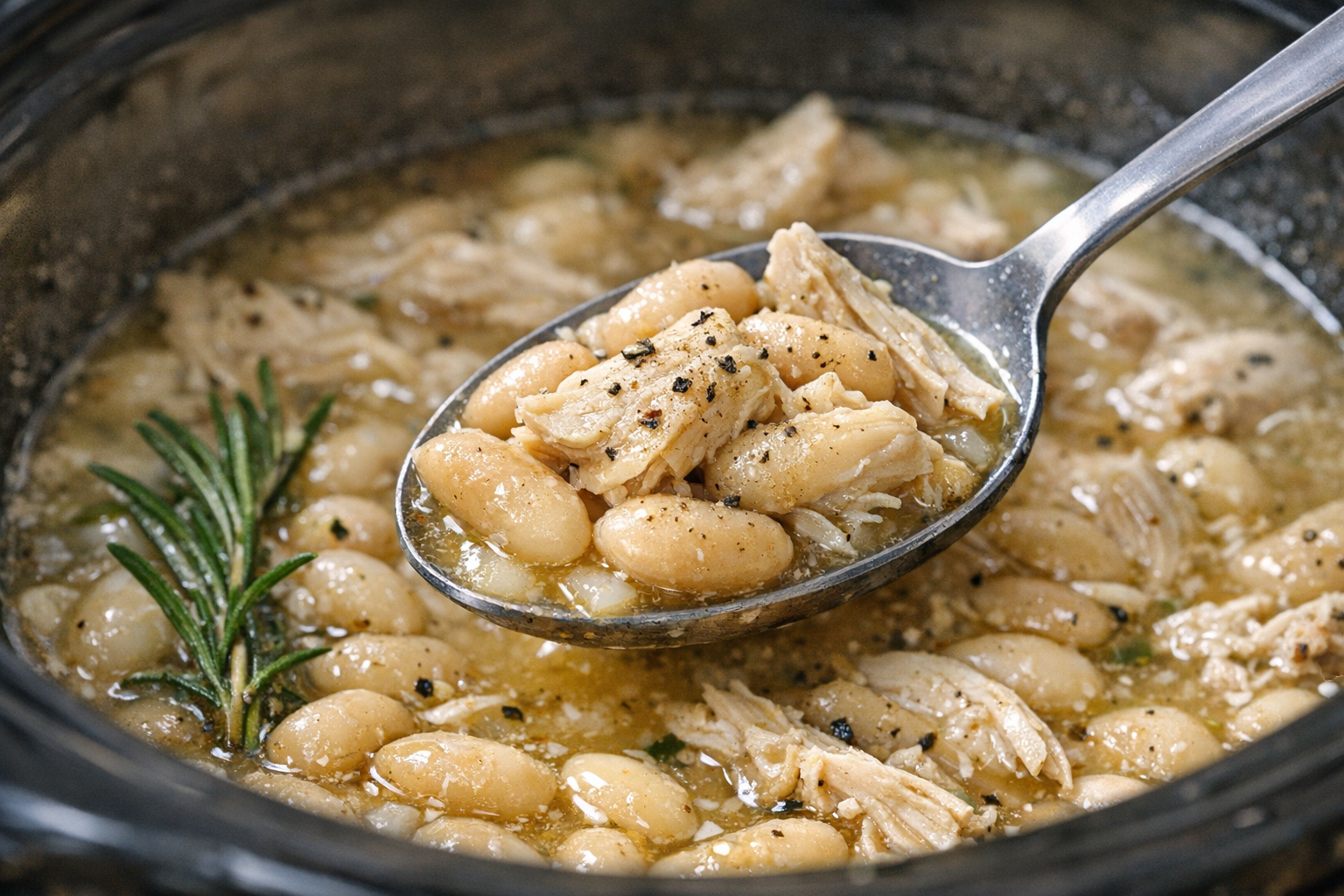 Slow Cooker Chicken with White Beans and Rosemary