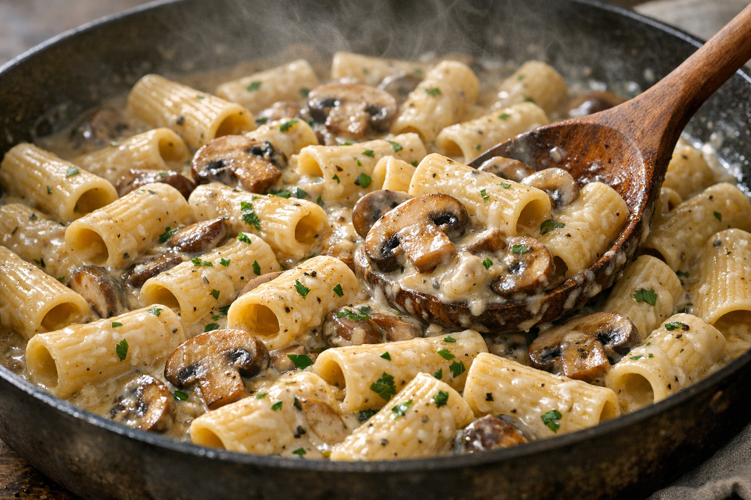 One-Pot Creamy Mushroom Rigatoni (30 Minutes)