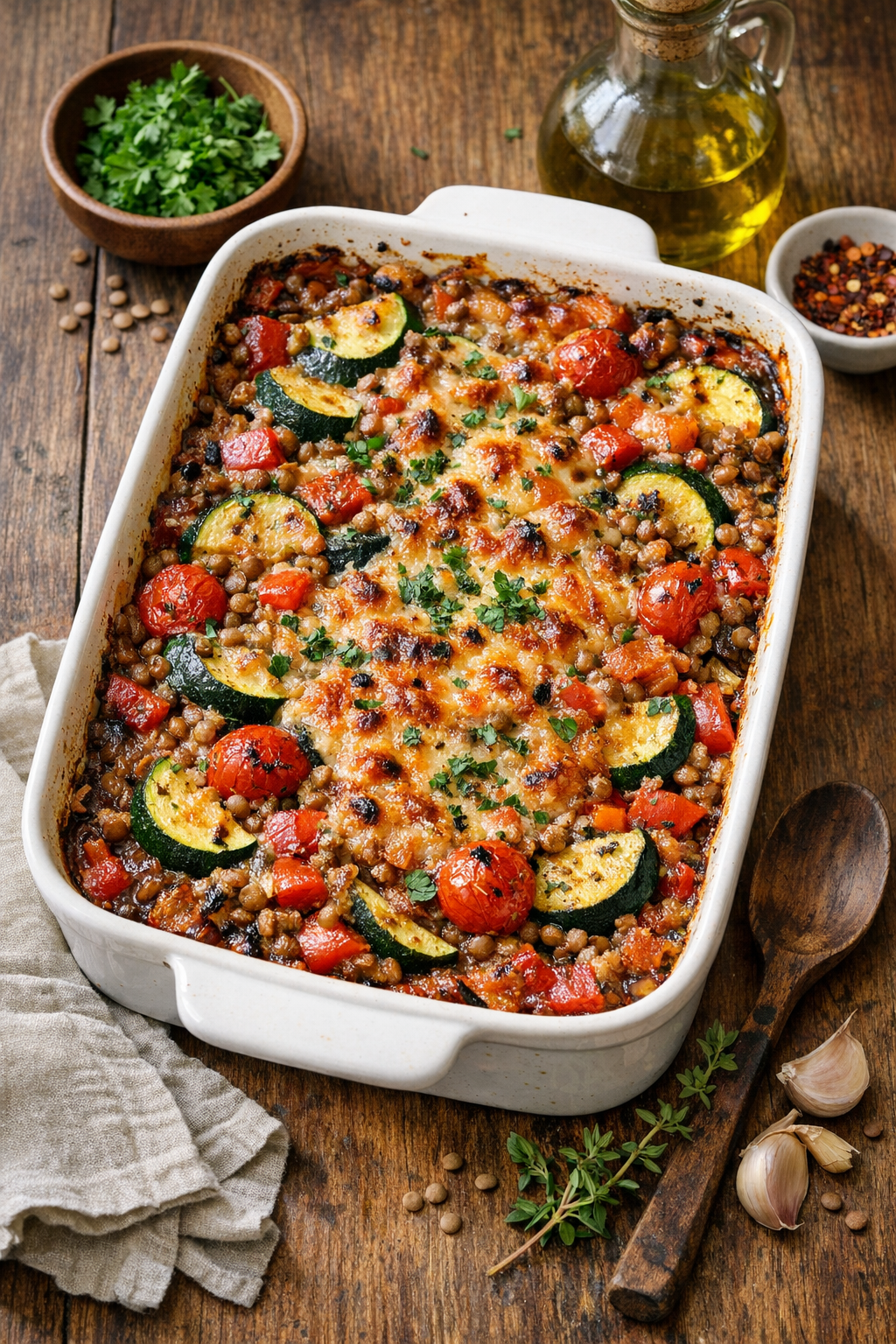 Vegetable & Lentil Bake with Italian Herbs