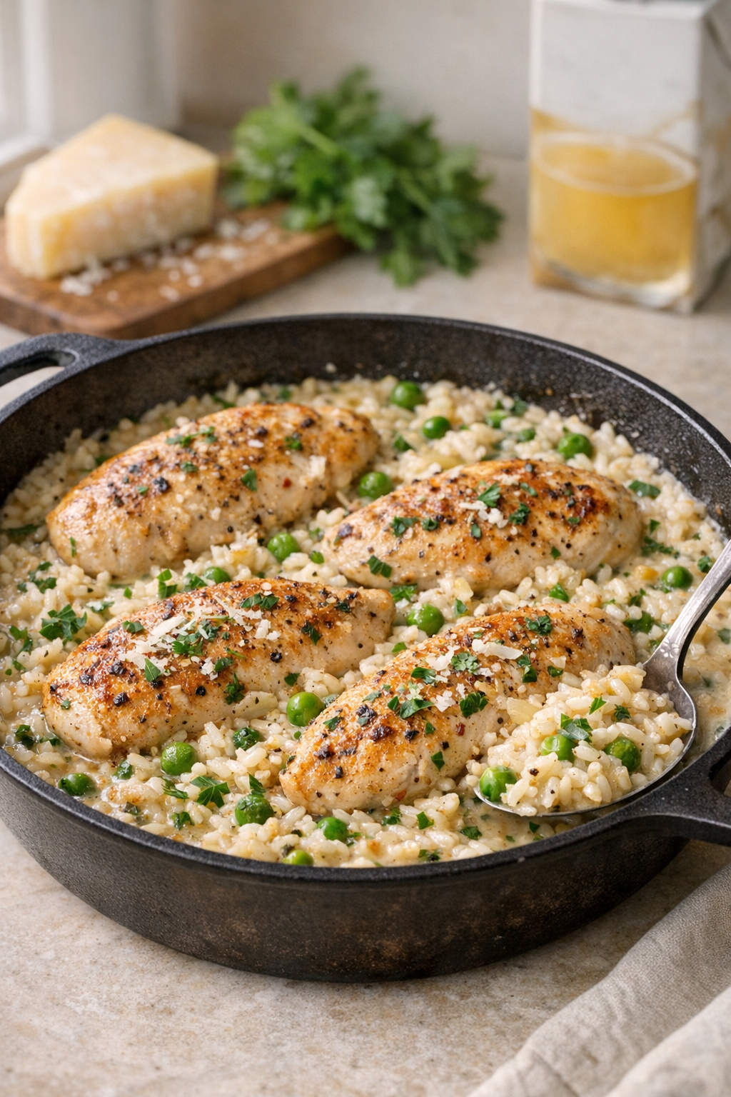 Creamy One-Skillet Chicken and Rice (Easy Dinner)