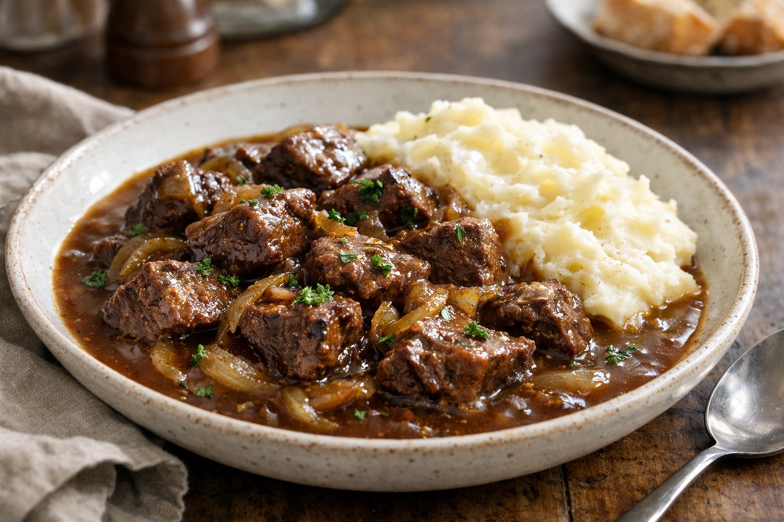 Slow Cooker Beef and Onion Gravy Stew