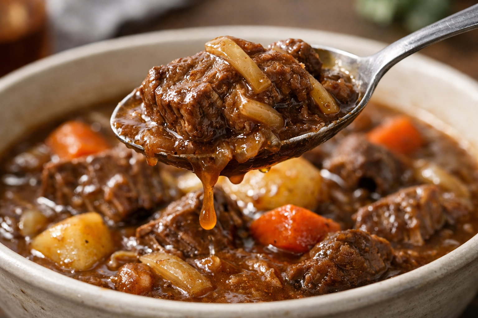 Slow Cooker Beef and Onion Gravy Stew