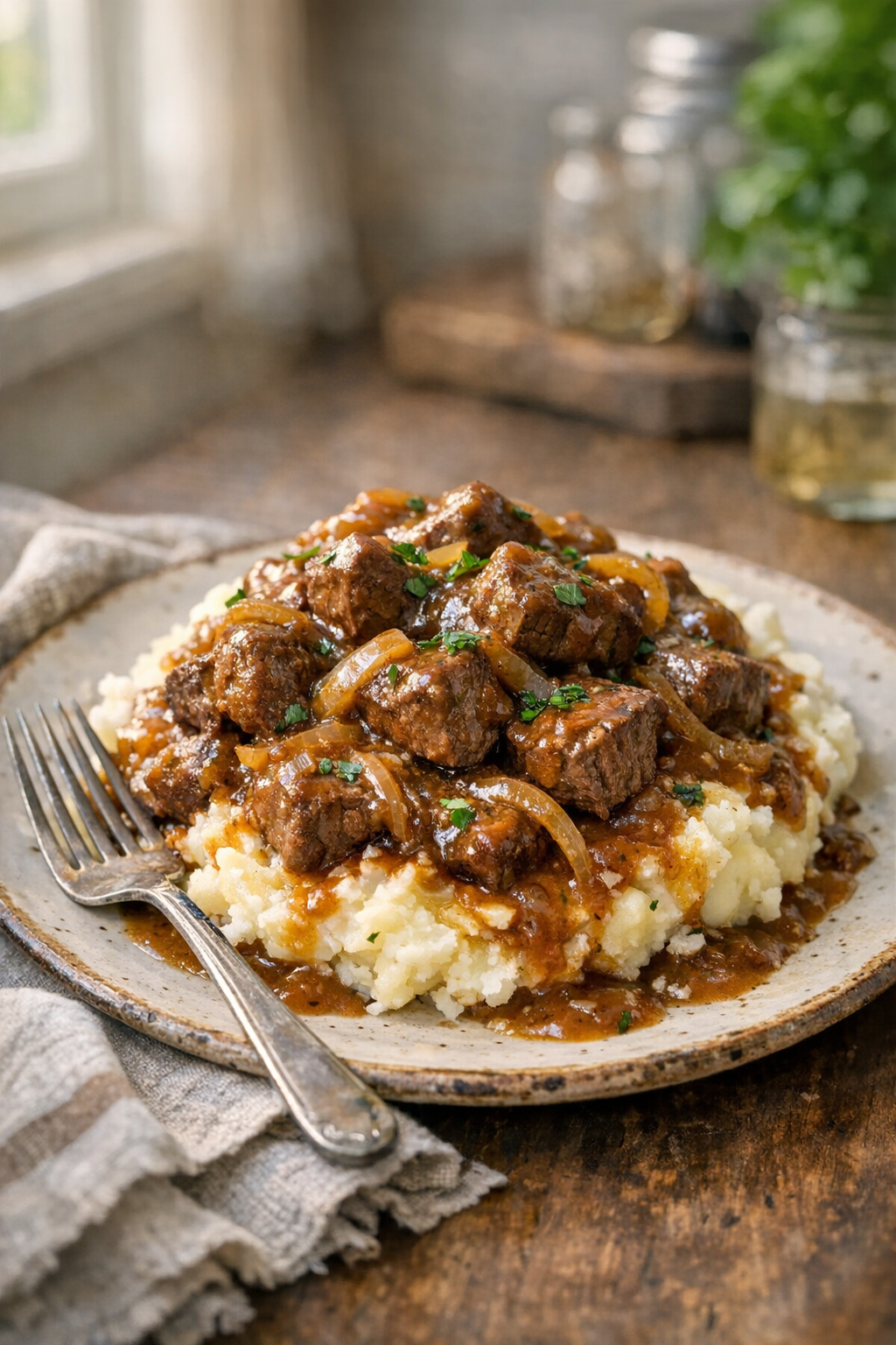 Slow Cooker Beef and Onion Gravy Stew