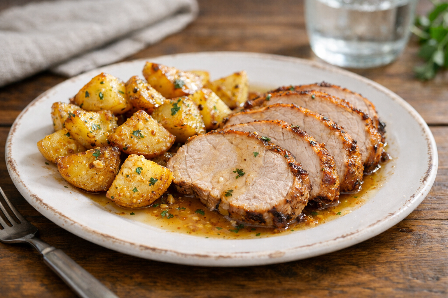 Roasted Pork with Garlic Dijon Potatoes