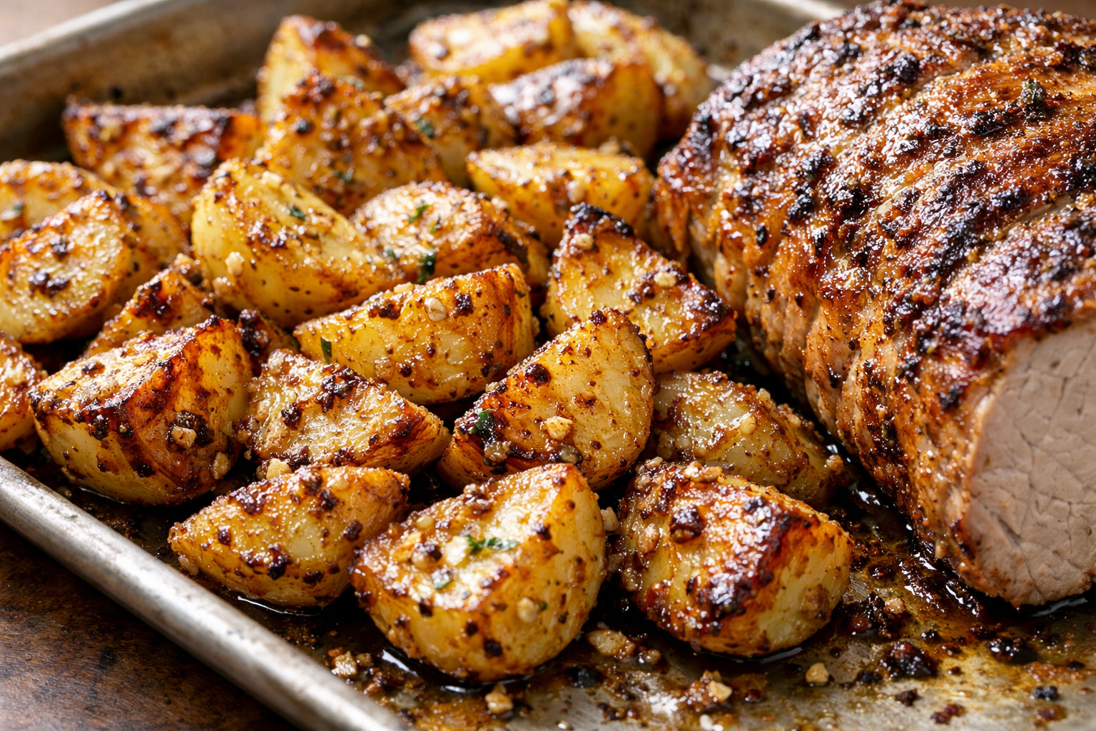 Roasted Pork with Garlic Dijon Potatoes