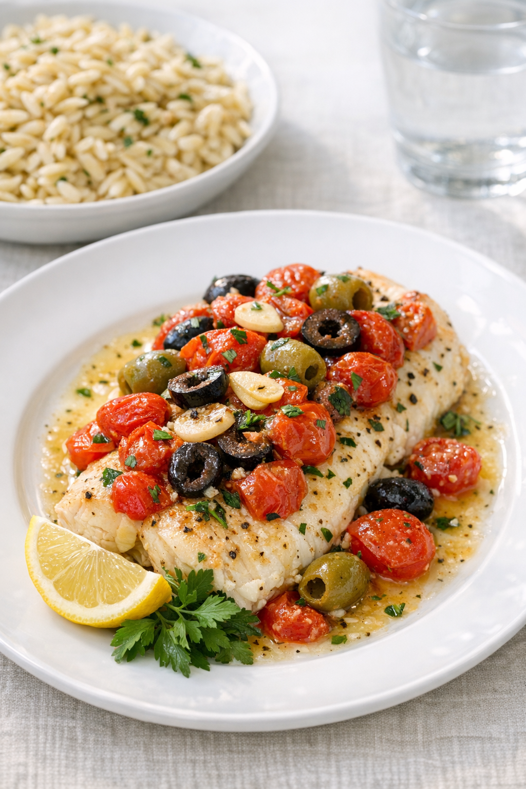Oven-Baked Fish with Tomatoes and Olives