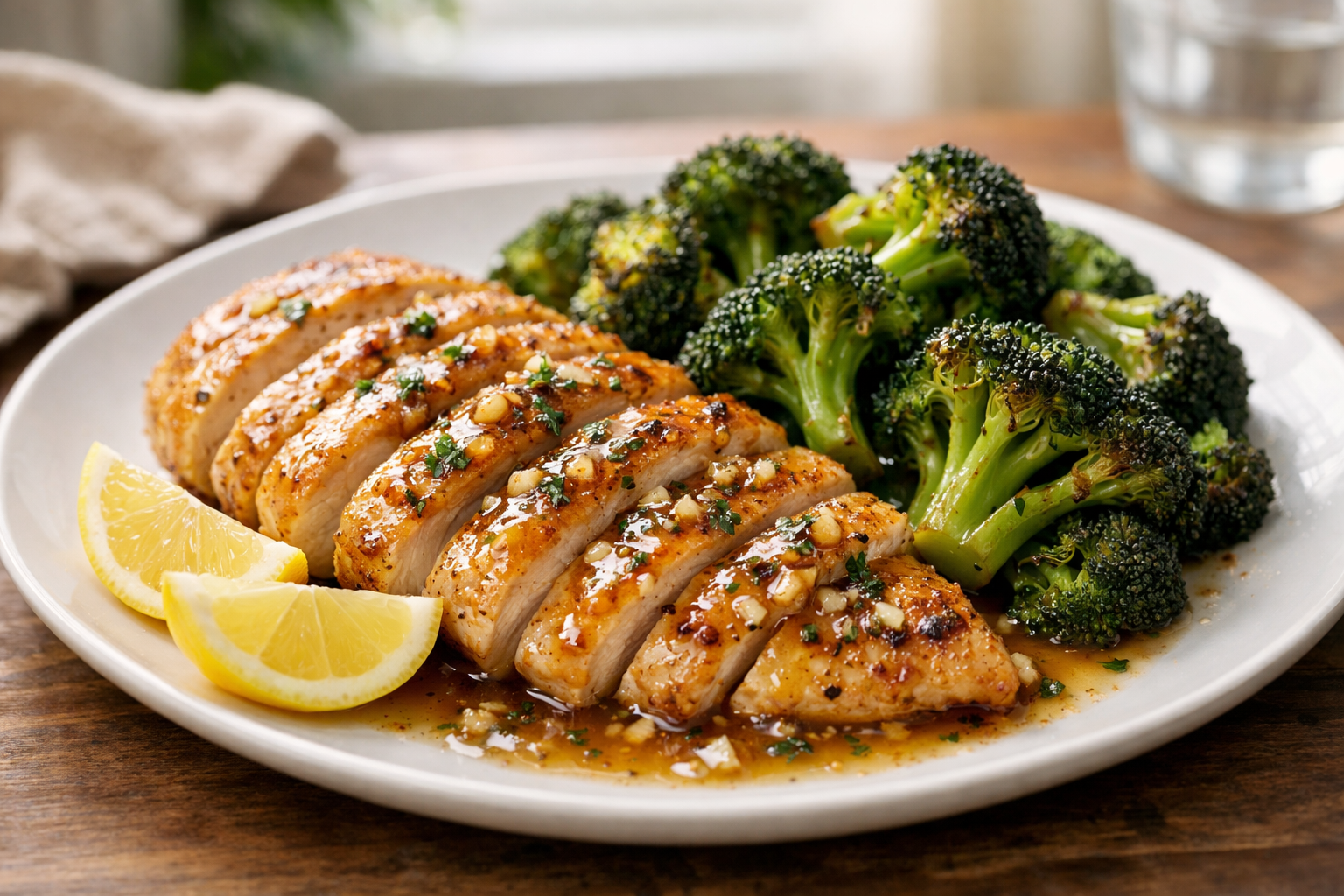 Skillet Garlic Chicken with Roasted Broccoli