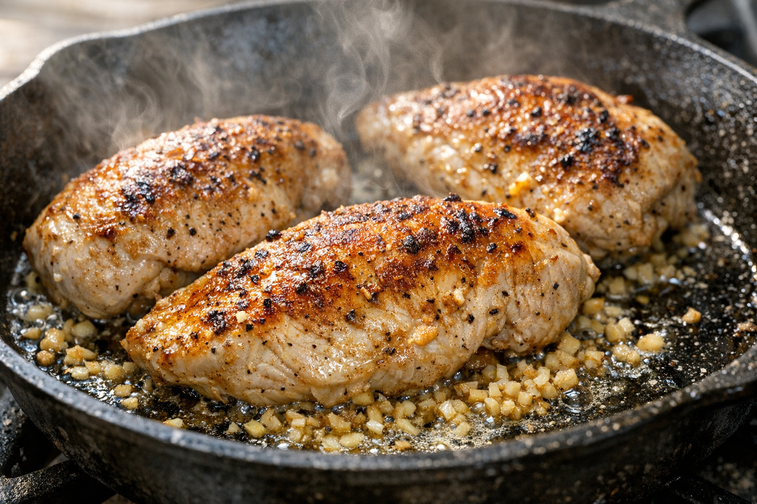 Skillet Garlic Chicken with Roasted Broccoli