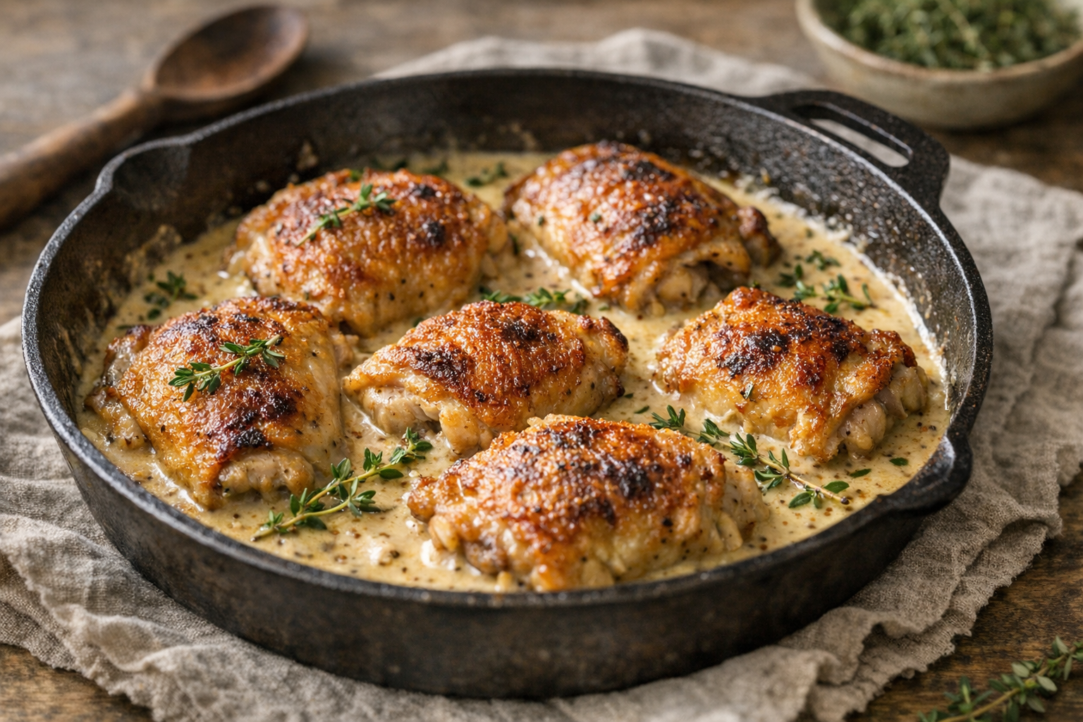 Pan-Roasted Chicken with Creamy Mustard Sauce