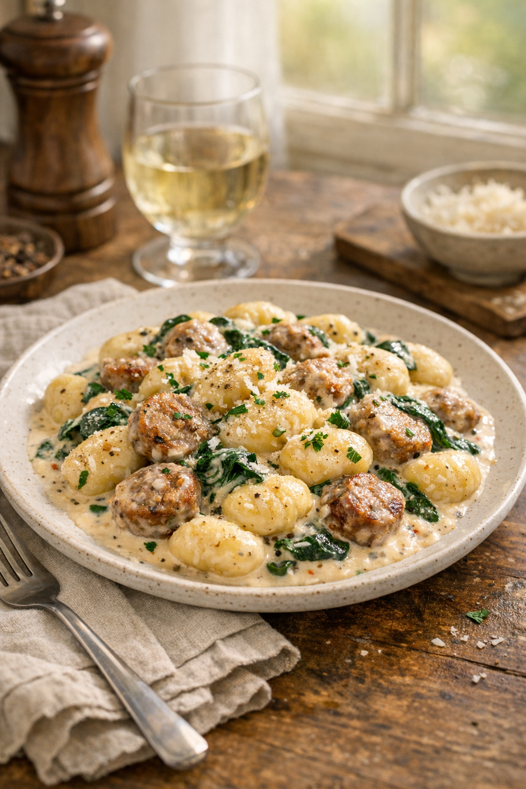 One-Pan Creamy Sausage and Gnocchi (30 Minutes)