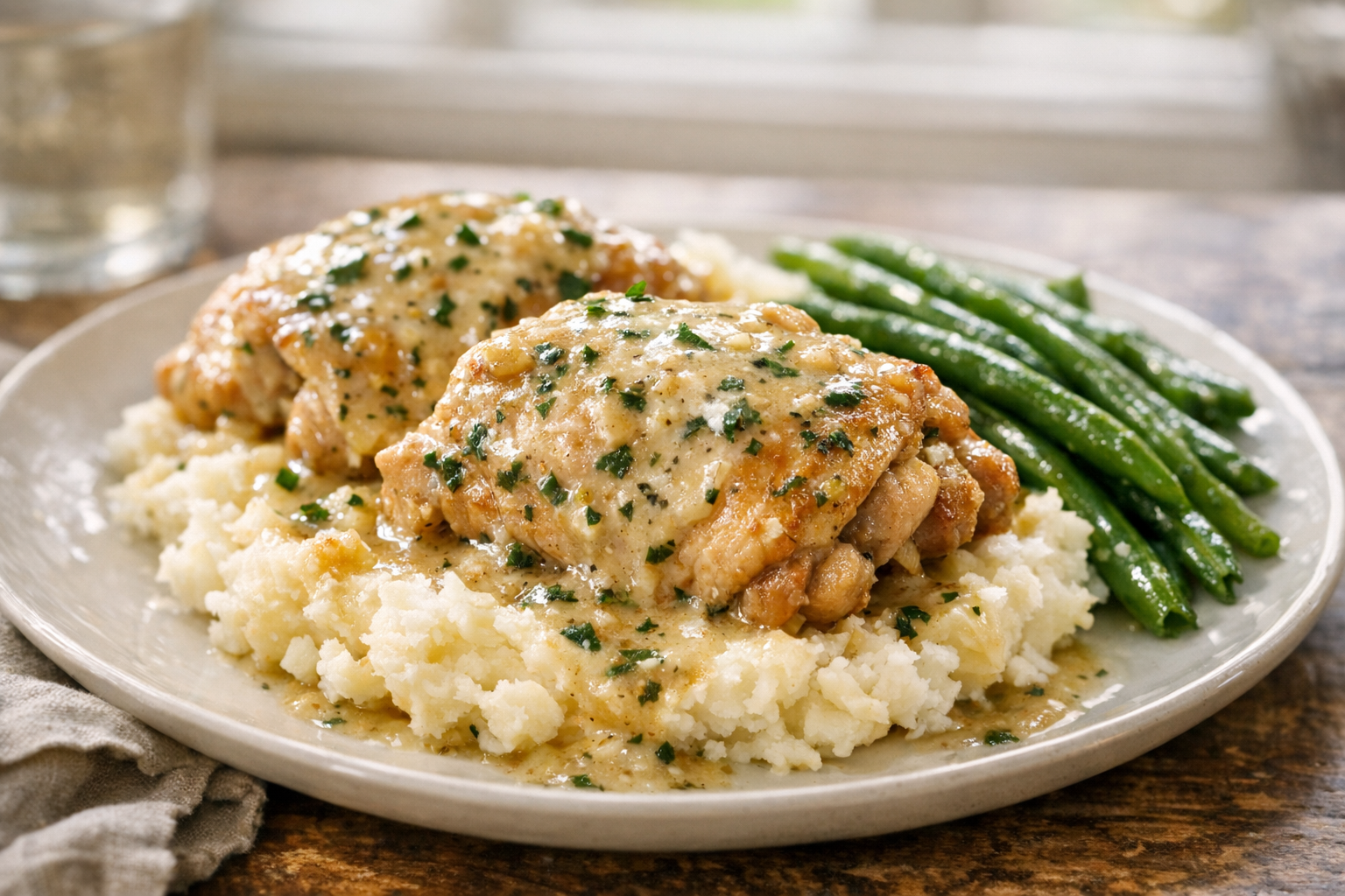 Slow Cooker Chicken with Garlic Herb Sauce