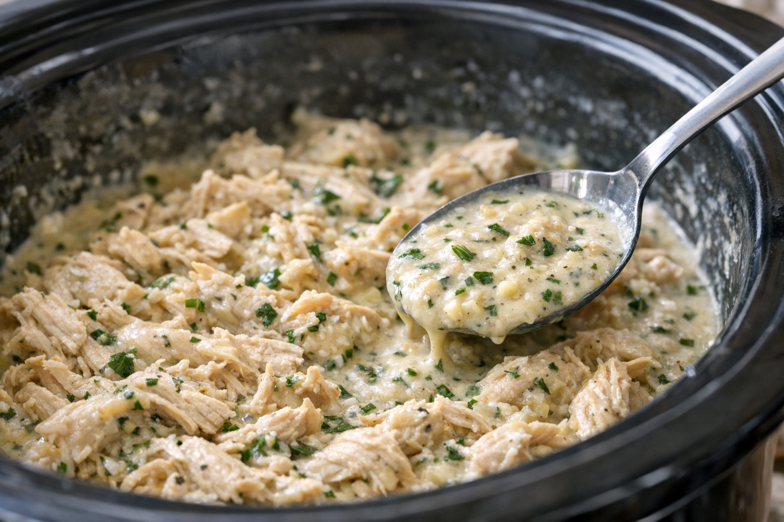 Slow Cooker Chicken with Garlic Herb Sauce