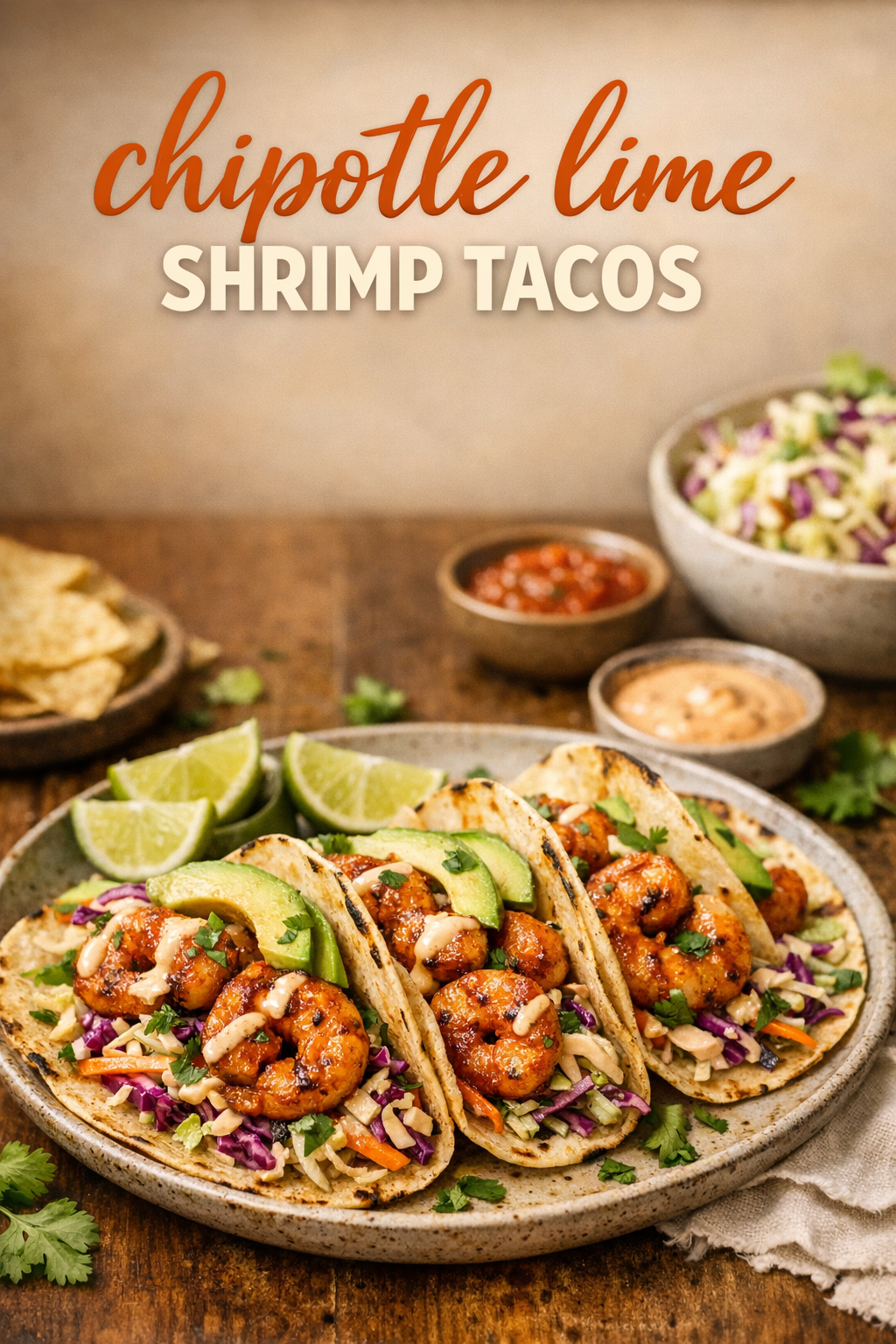30-Minute Chipotle Lime Shrimp Tacos with Cabbage Slaw