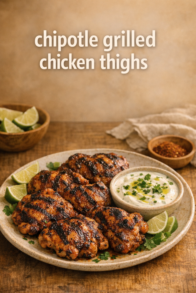 Smoky Chipotle Grilled Chicken Thighs with Lime Yogurt Sauce
