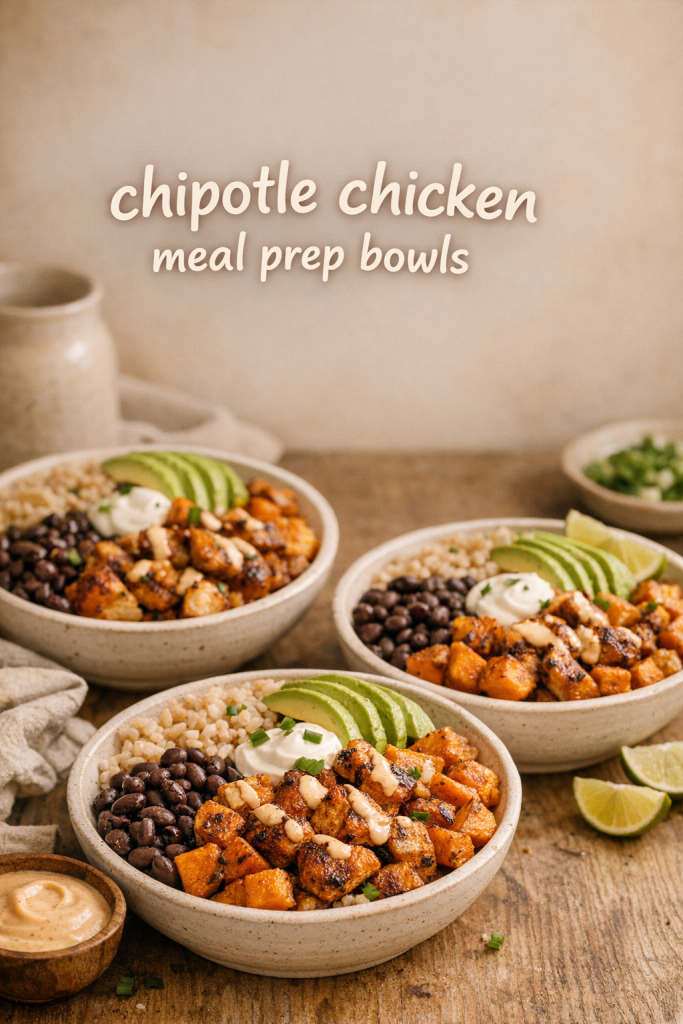 Smoky Chipotle Roasted Chicken and Sweet Potato Prep Bowls