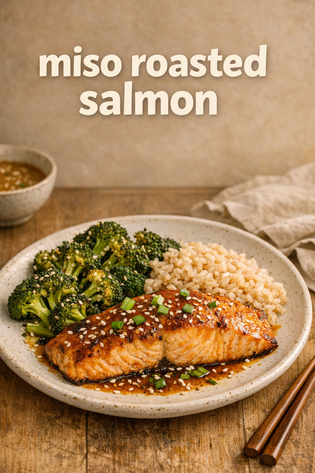 Miso-Roasted Salmon with Sesame Broccoli and Brown Rice