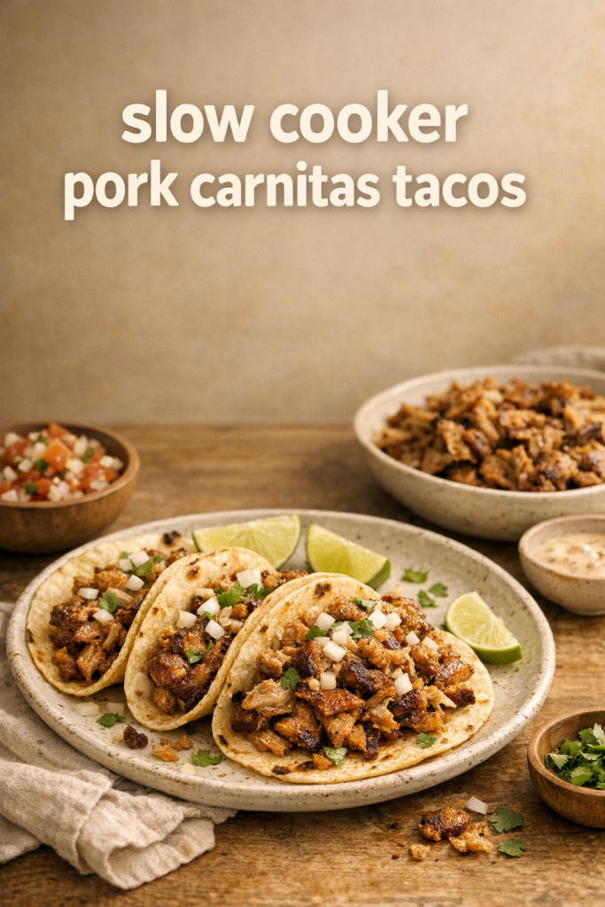 Slow Cooker Chipotle Lime Pork Carnitas Tacos