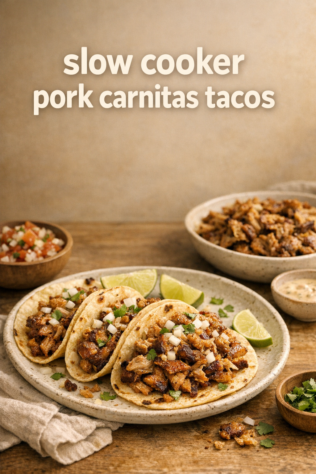 Slow Cooker Chipotle Lime Pork Carnitas Tacos