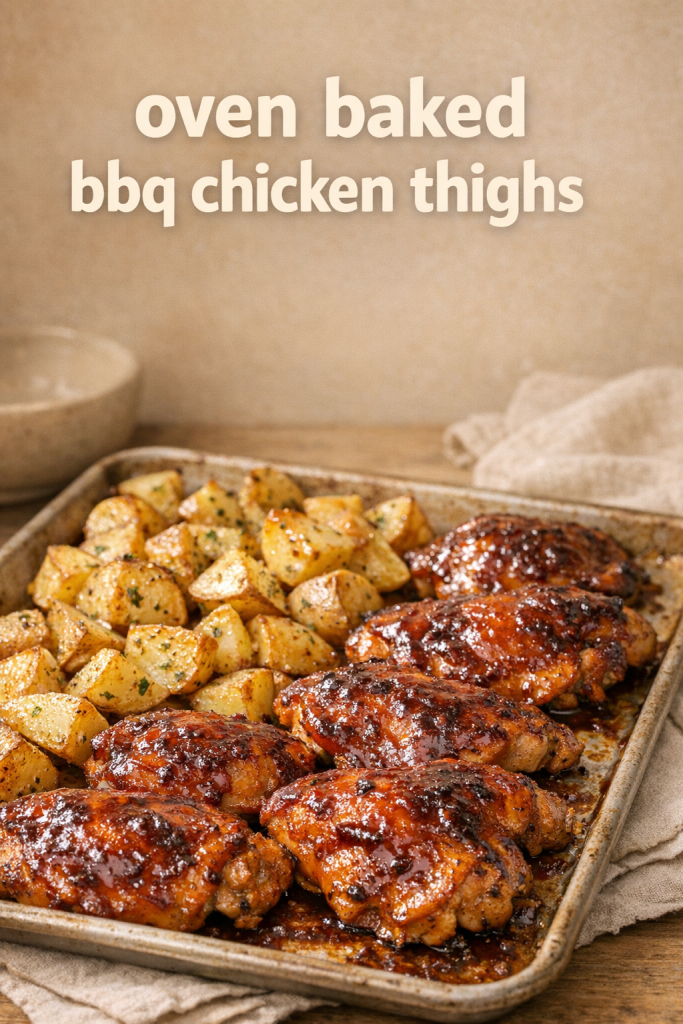 Oven-Baked BBQ Chicken Thighs with Roasted Potatoes