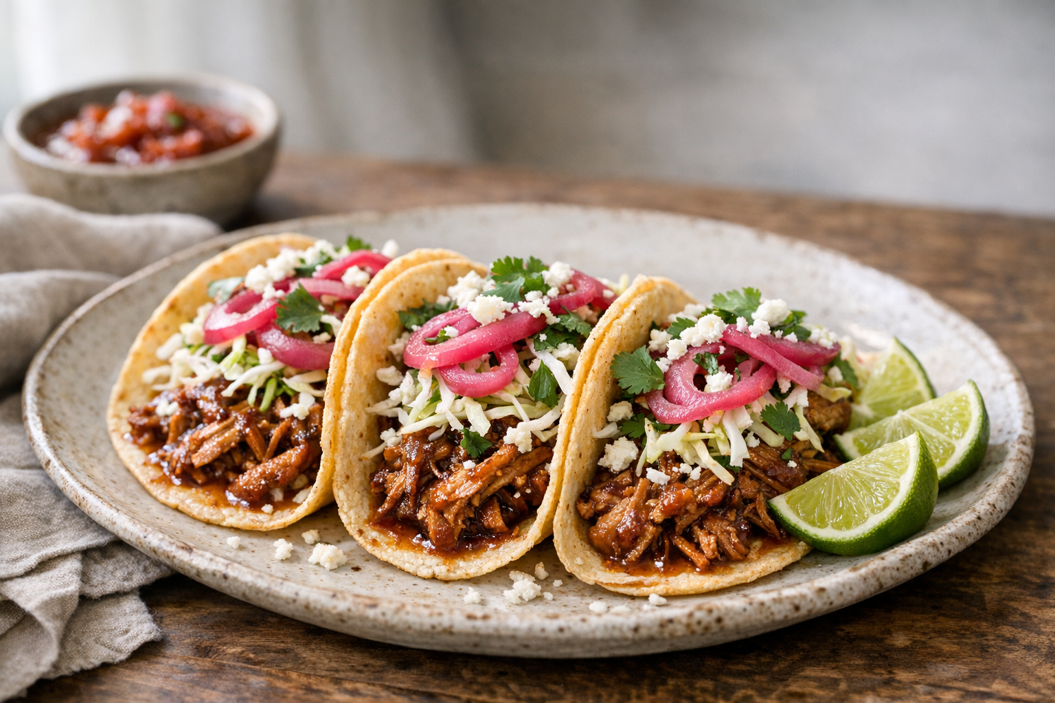 Crockpot Chipotle Lime Pulled Pork Tacos