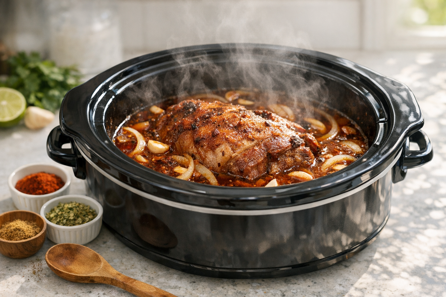 Crockpot Chipotle Lime Pulled Pork Tacos