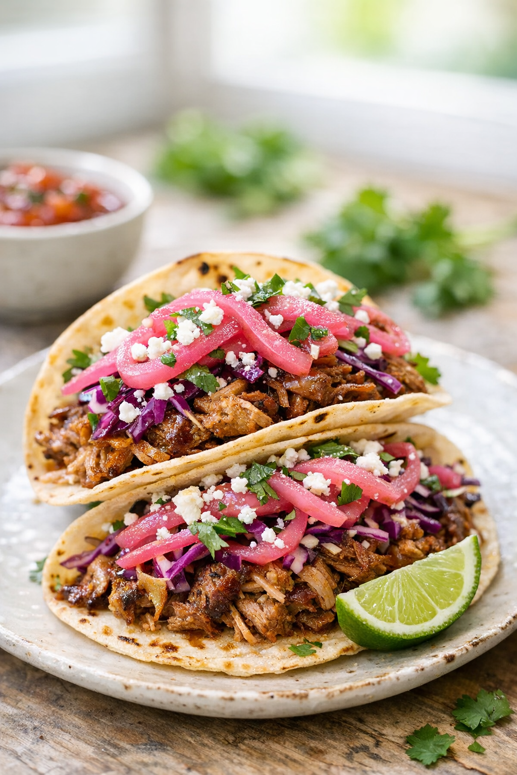 Crockpot Chipotle Lime Pulled Pork Tacos