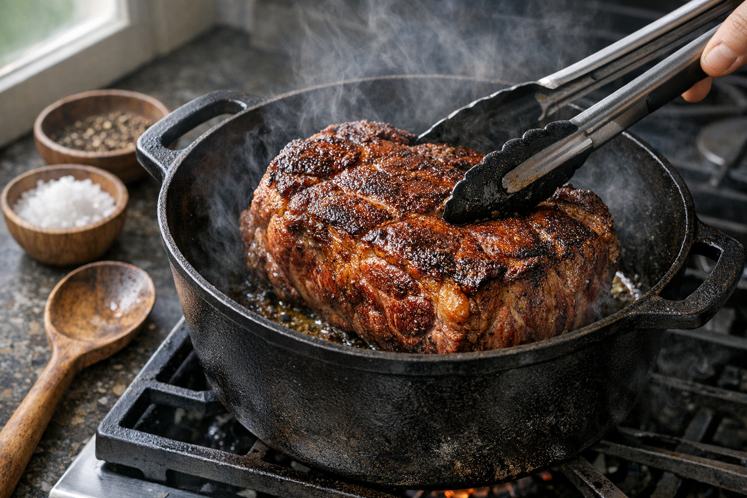 Braised Beef Pot Roast with Red Wine Onion Gravy