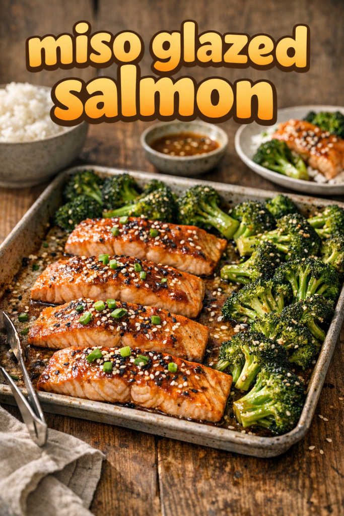Sheet-Pan Miso Glazed Salmon with Sesame Broccoli
