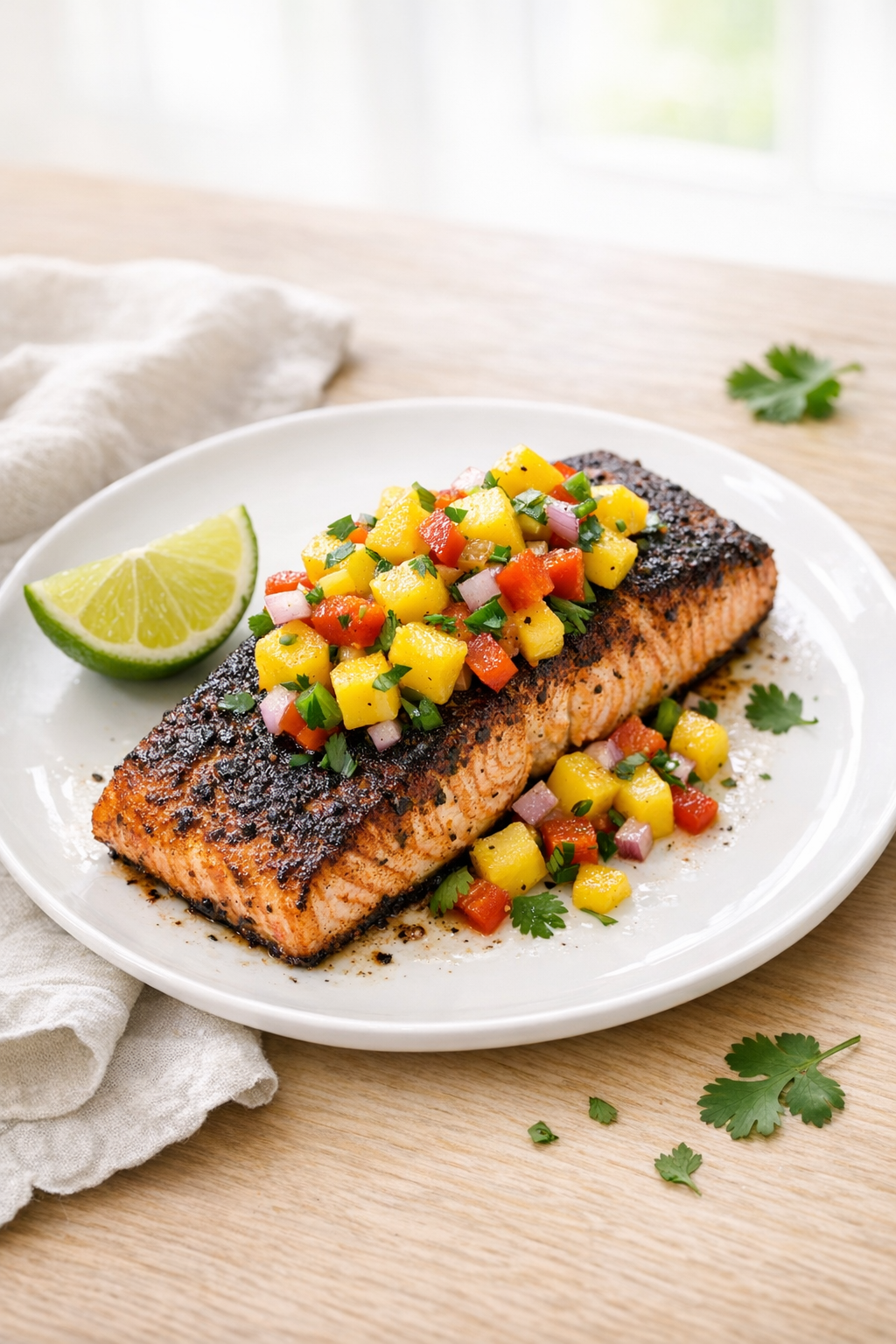 30-Minute Cajun Blackened Salmon with Mango Salsa
