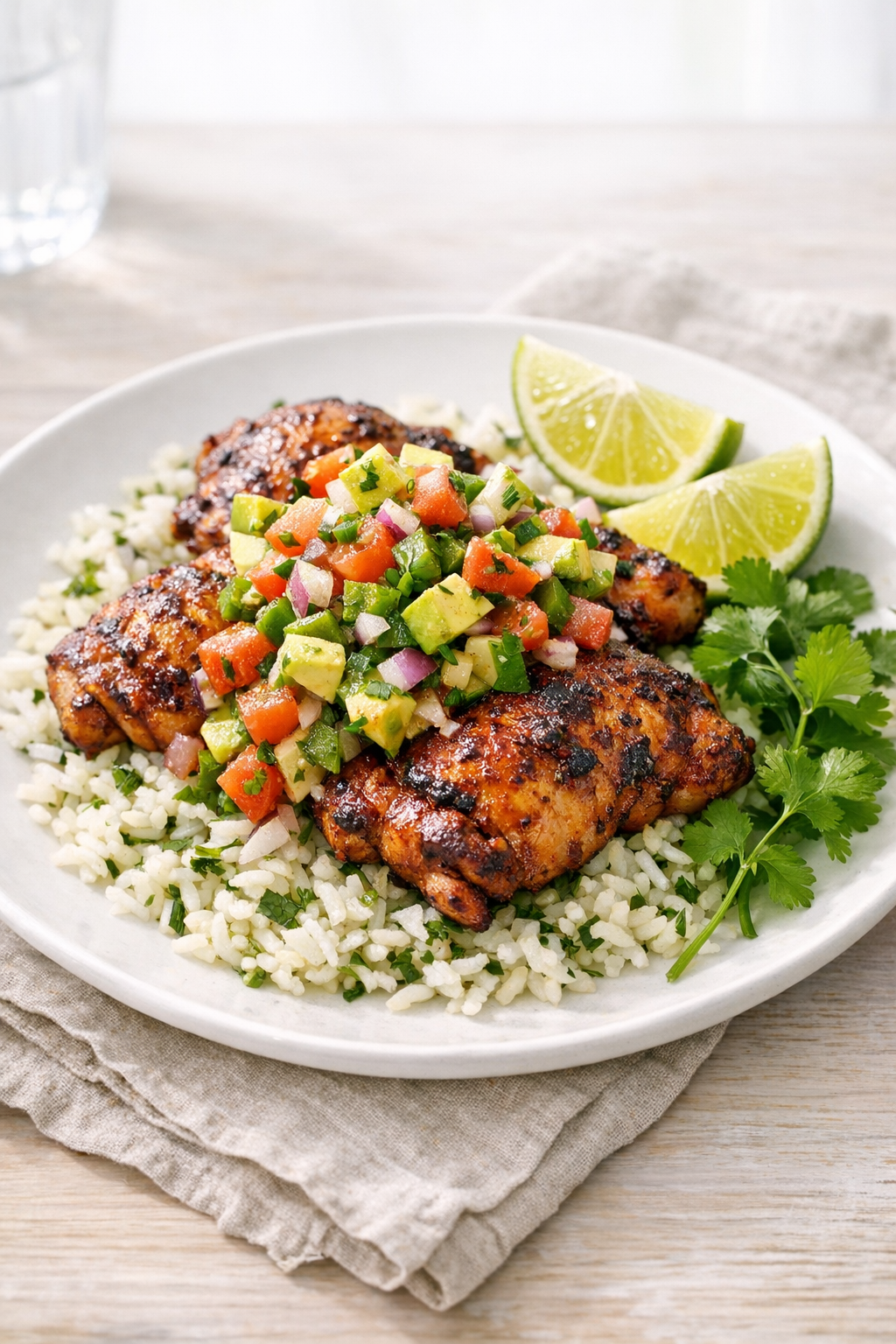 Smoky Chipotle Grilled Chicken Thighs + Lime Salsa